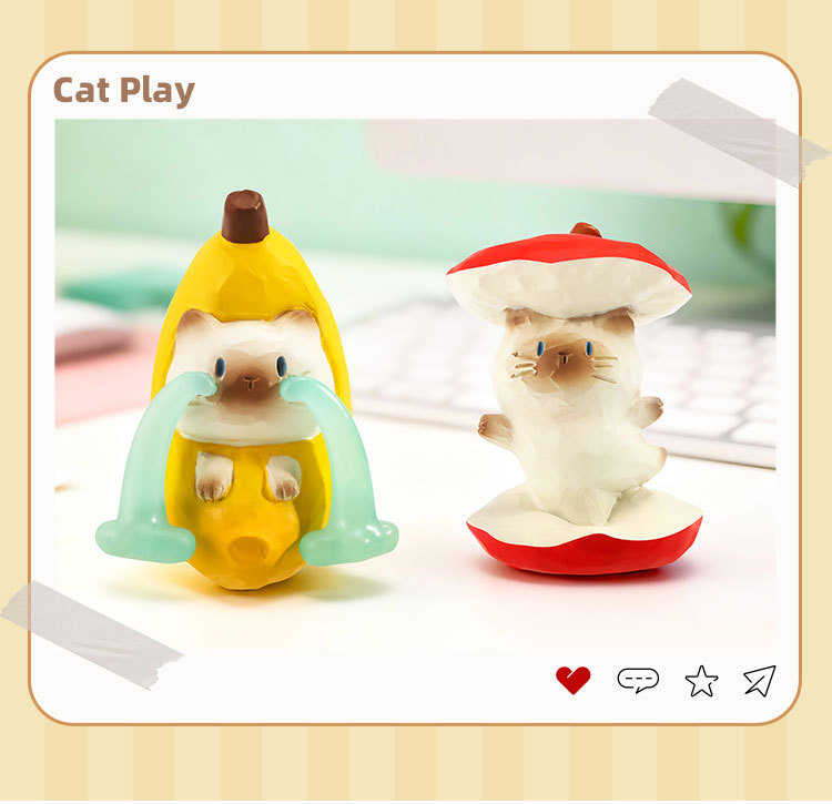 The cat PAI is indeed fun. The blind box Siamese cat figurine is a creative couple and becomes a figurine desktop birthday gift for women pic 28