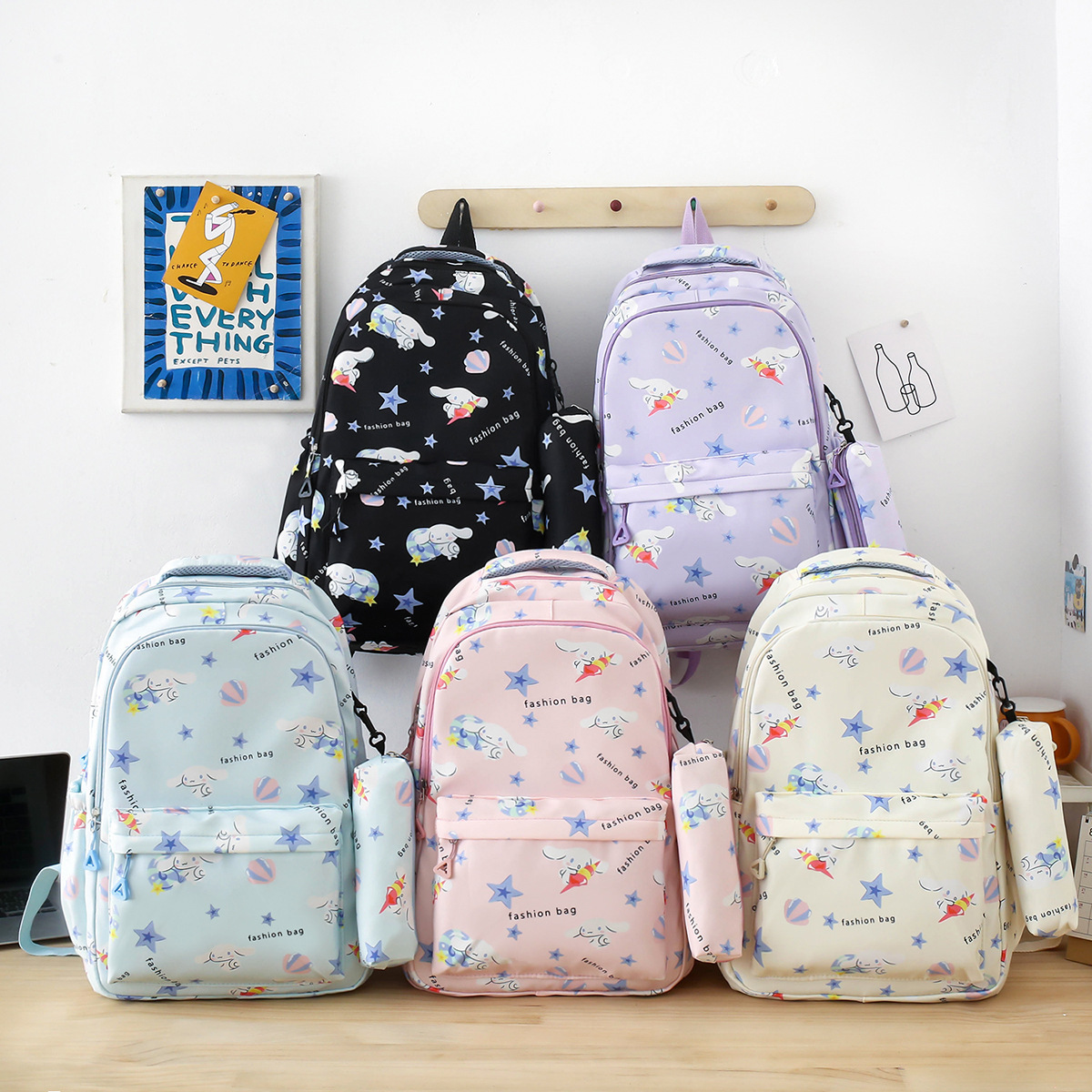 Two-piece backpack for girls in school, lightweight and lightweight bag for students in grades 3 to 6, schoolbag for junior high school students pic 1