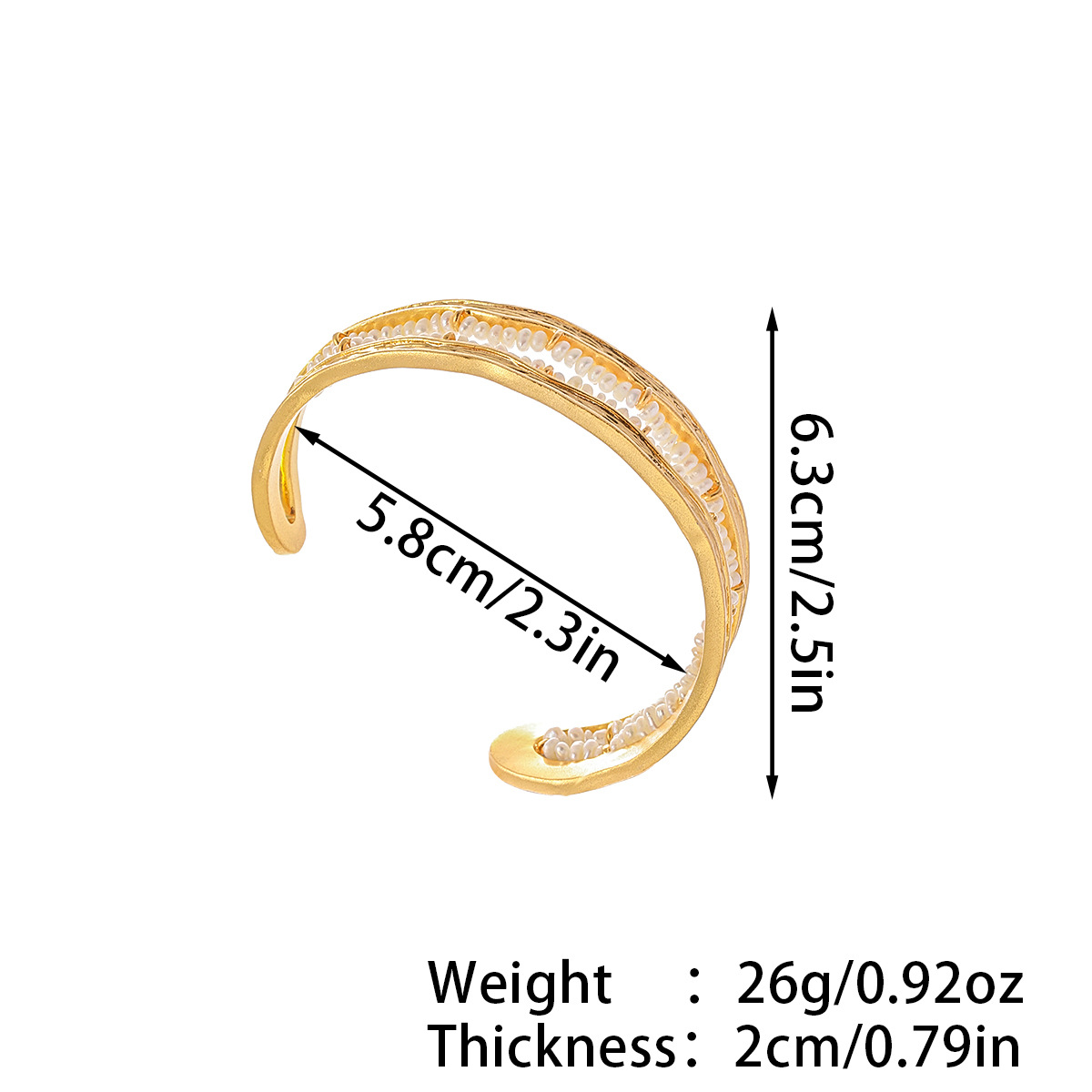 Nasha Light Luxury copper-plated 18K real gold cross-border European and American open bracelet, retro hollowed-out fashionable natural pearl jewelry pic 2