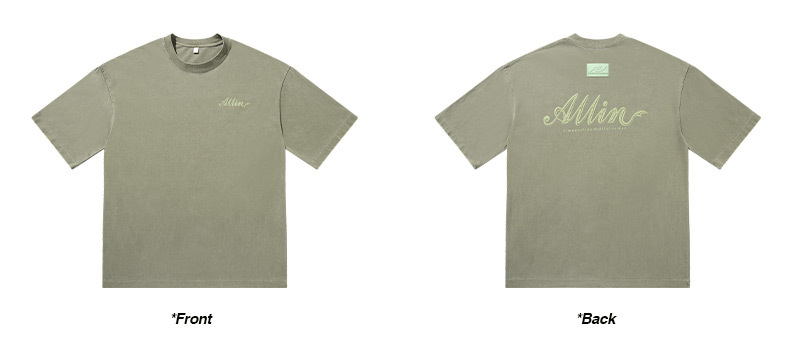 ALLIN pure cotton heavy-duty short-sleeved T-shirt for men, a summer trendy brand with three-dimensional printed letters and loose round-neck couple tops pic 55