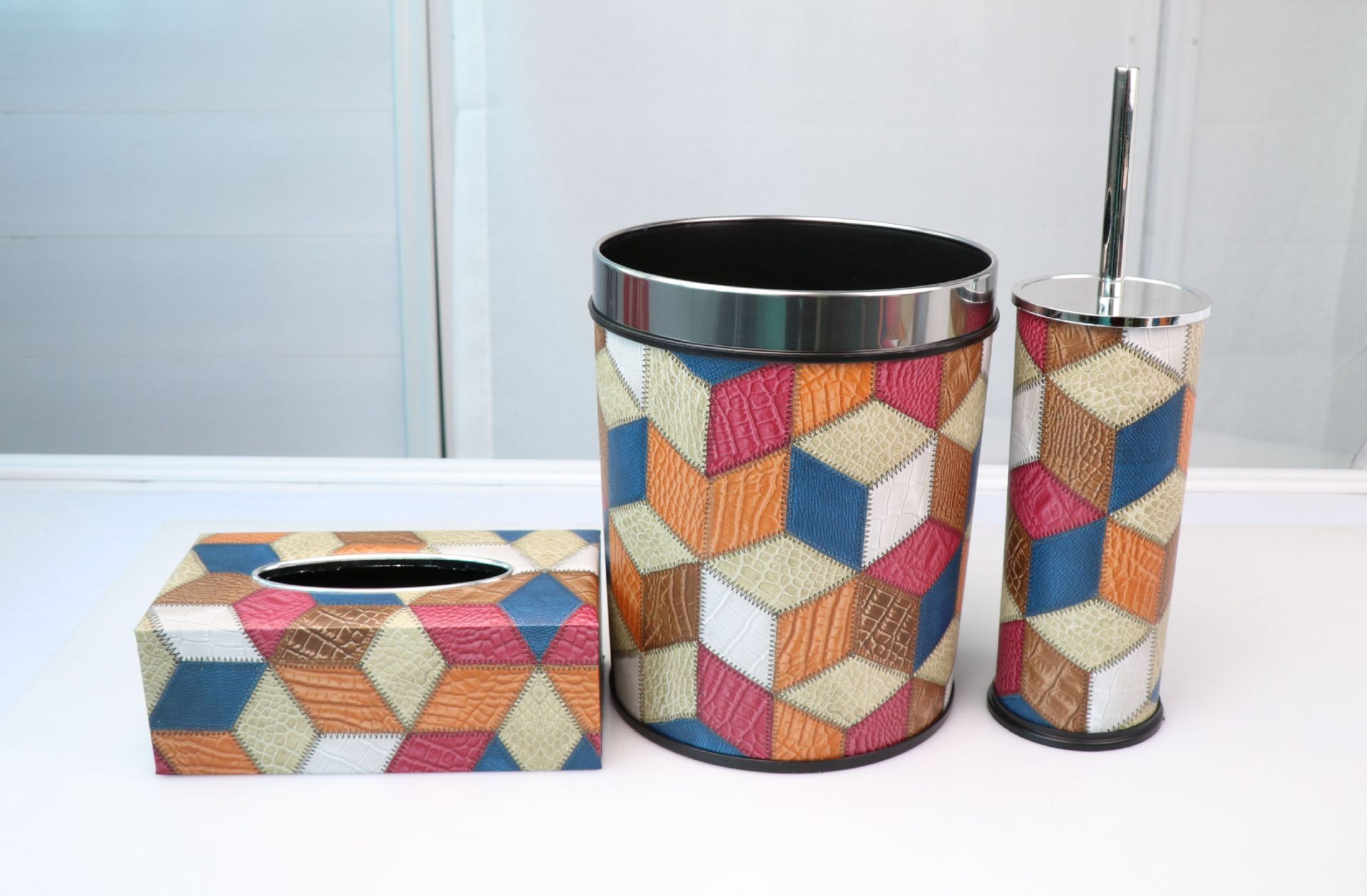 Factory direct supply for export, wholesale leather trash cans without LIDS, household kitchen, bedroom and bathroom foot pedal trash cans pic 4