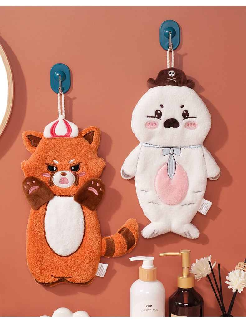 新品可爱卡通挂式擦手巾吸水速干抹手巾珊瑚绒儿童小毛巾伴手礼详情8