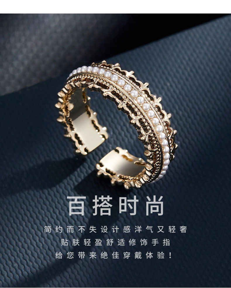 法式宫廷风皇冠开口戒指时尚百搭高级感可调节食指戒欧美跨境指环详情17