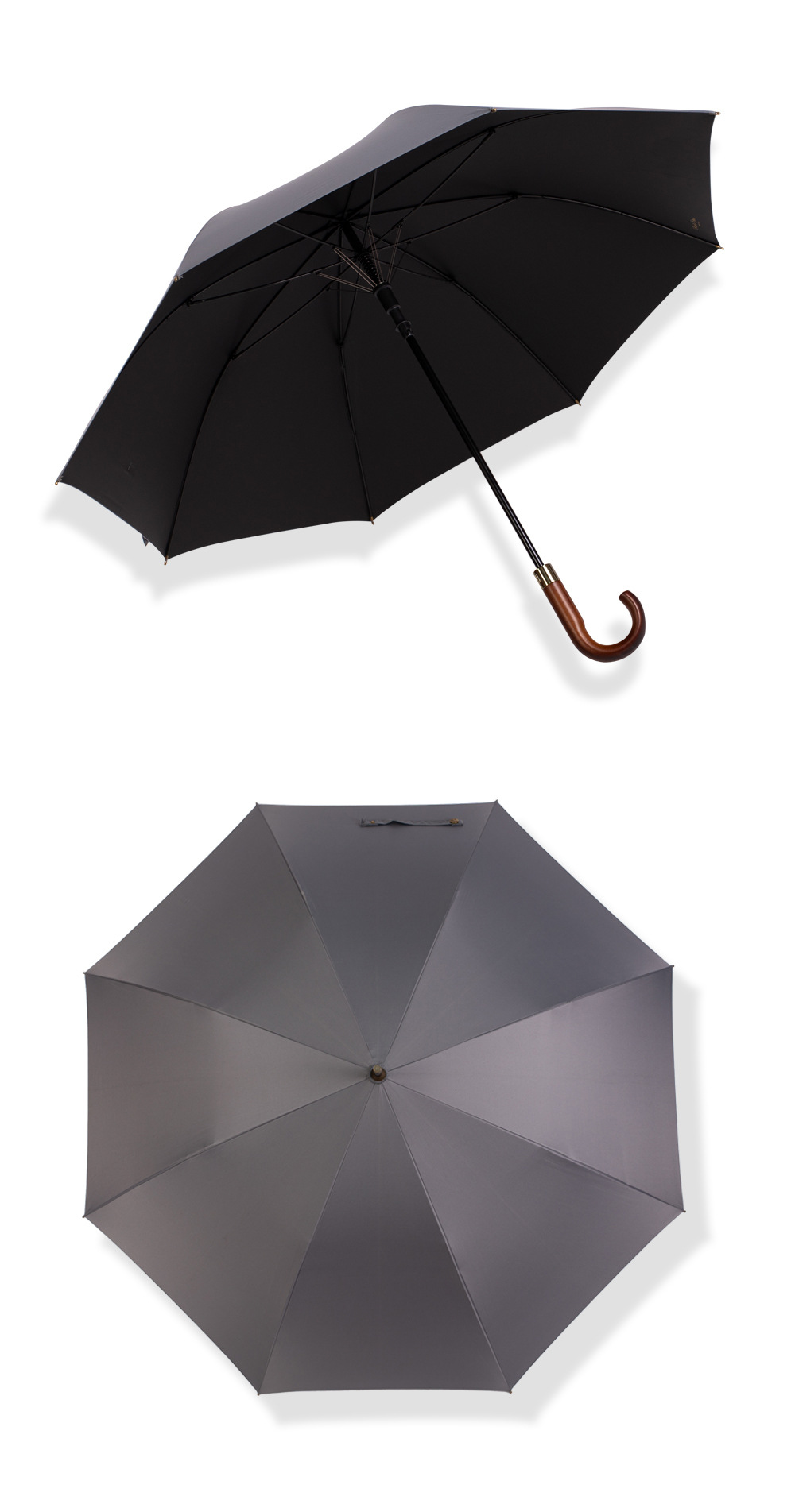 星宝新款大弯柄长伞27寸8骨黑胶雨伞可印刷logo商务伞防晒太阳伞详情18