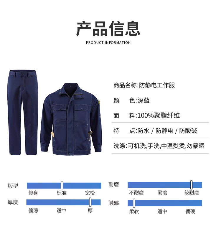 春秋季防水防静电防酸碱工作服套装男女劳保服耐磨耐脏耐腐蚀工装详情21