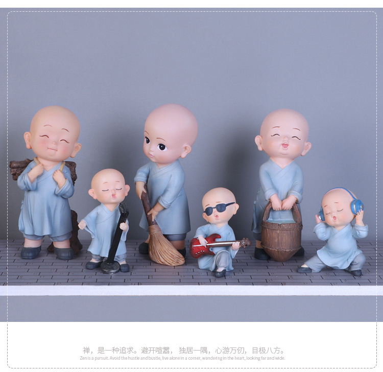 批发少林功夫小和尚摆件茶宠摆设创意禅意中式可爱客厅桌面装饰品详情7
