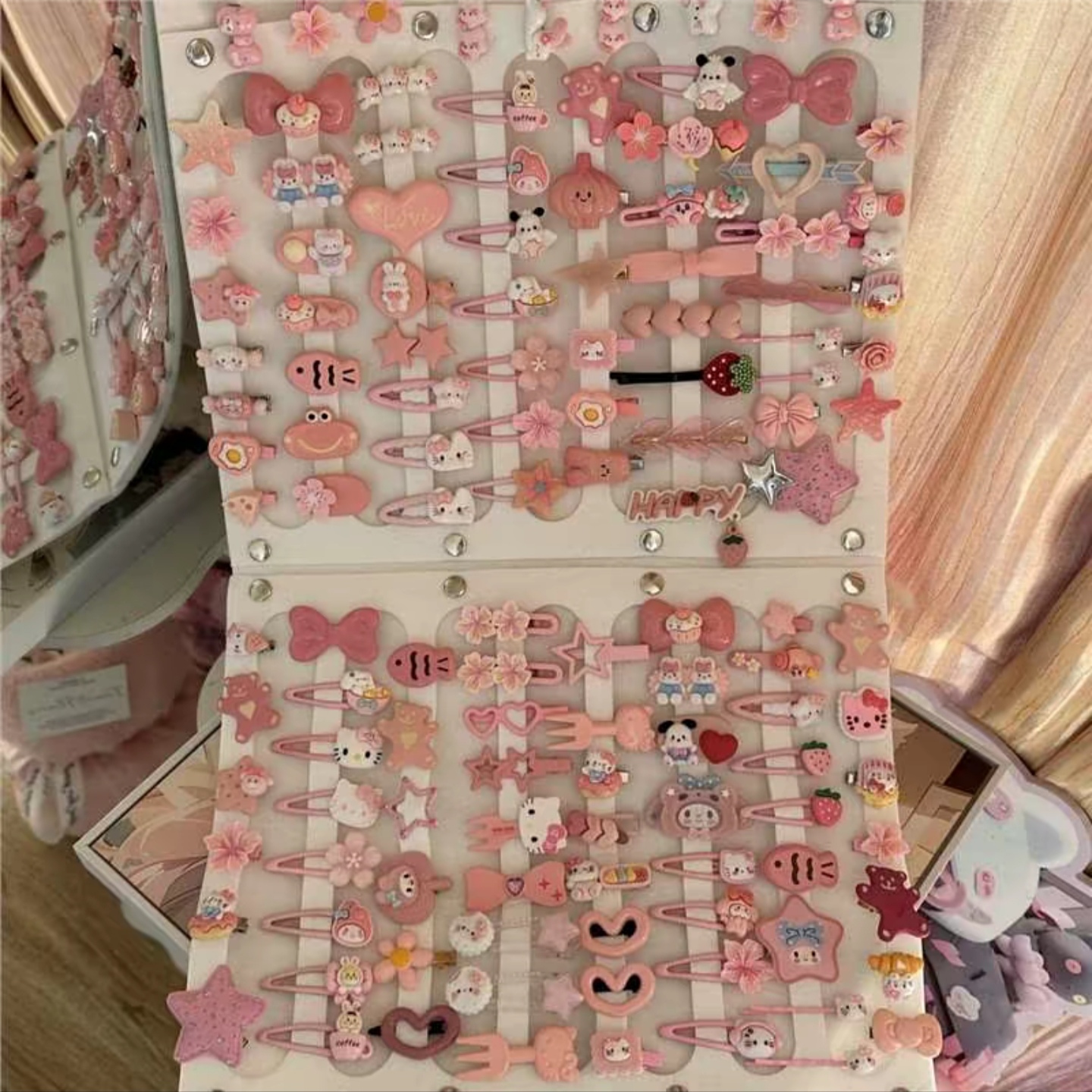 50 pink hairpins set, cute hairpin set, sweet and girlish bangs clip, Japanese cartoon headwear clip pic 2