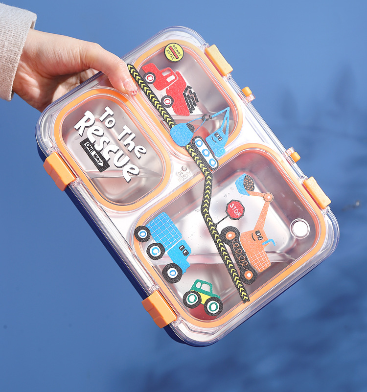 卡通新款分格保温饭盒不锈钢学生专用上班族便携成人便当餐盒代发详情9