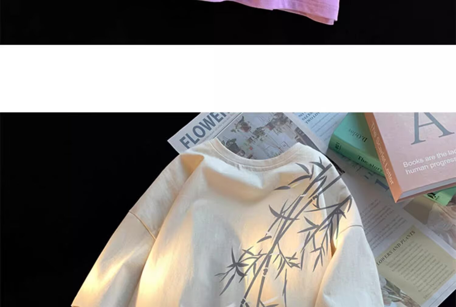 Pure cotton, new Chinese style, retro bamboo print short-sleeved T-shirt for men, summer trend, cool and stylish, loose round neck, half sleeve pic 19