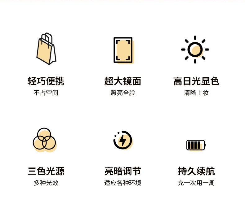 新款led化妆镜 美妆礼品镜子家用带灯便携折叠桌面平板化妆镜LED详情6