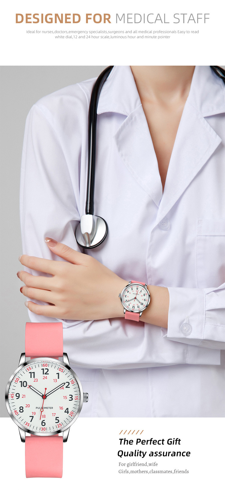 IBSO Nurse quartz watch with silicone strap, luminous, waterproof, large digital, a best-selling cross-border e-commerce product pic 6