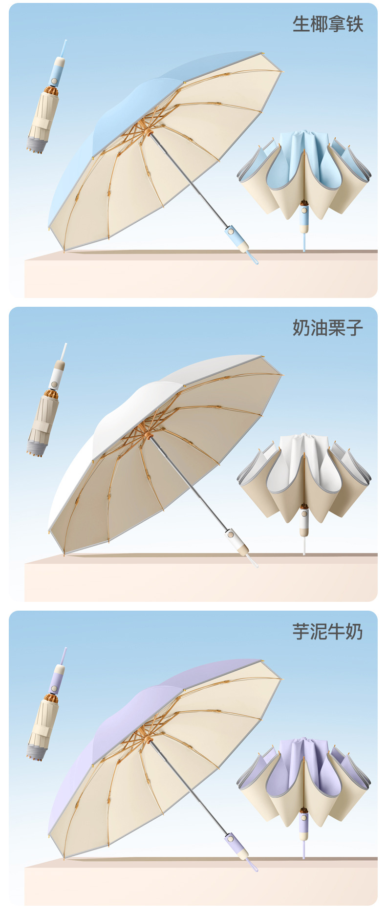 全自动彩胶加大反向防风遮阳伞防晒防紫外线男女车载折叠晴雨两用详情20