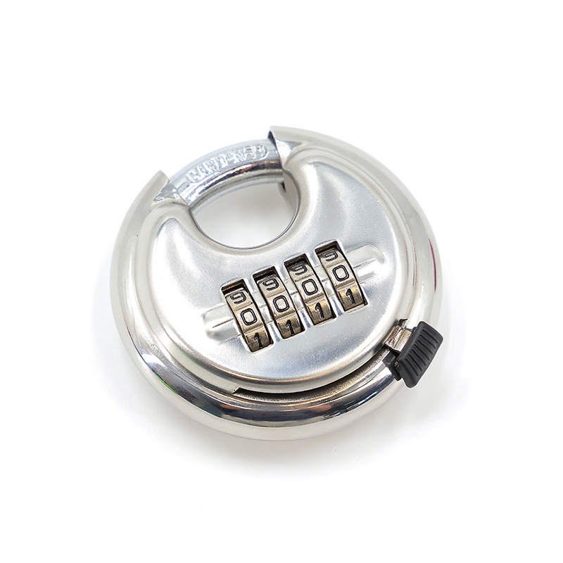 Stainless steel password round disc lock, outdoor waterproof ingot padlock, storage warehouse, garage, truck box, round disc combination lock pic 8