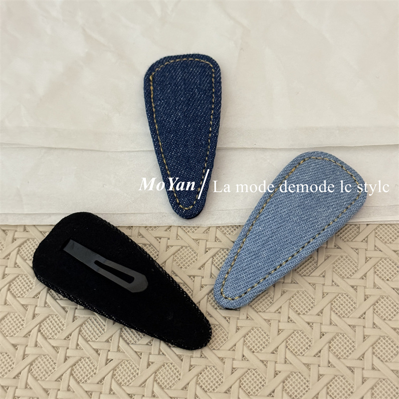 复古简约牛仔蓝高级感新款发夹碎发发卡刘海BB夹气质百搭侧边夹子详情6