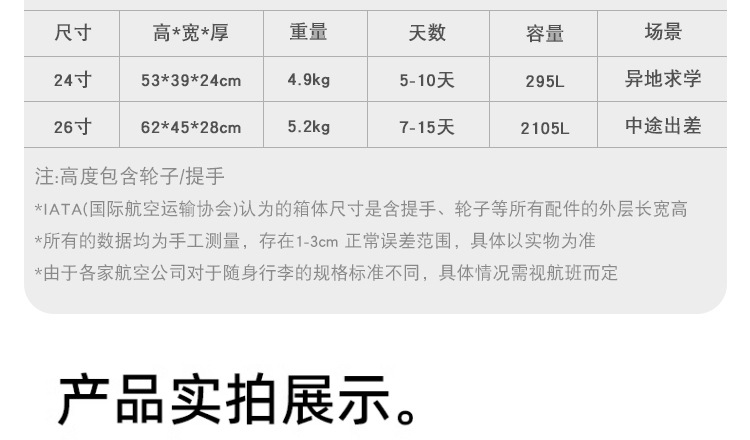 行李箱男30寸拉杆箱女新款20寸密码箱登机箱韩流学生万向轮旅行箱详情7