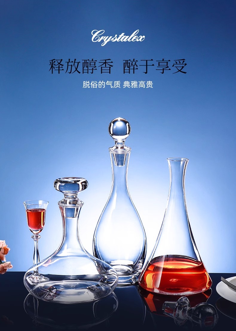 Czech imported crystal decanter, high-end red wine, home wine dispenser, light luxury and high-end covered wine bottle pic 6