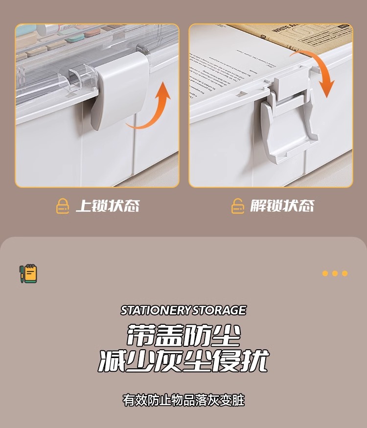 Stationery organization, art tools, transparent three-layer folding portable desktop, paintbrush, paint, calligraphy storage box, storage box pic 9
