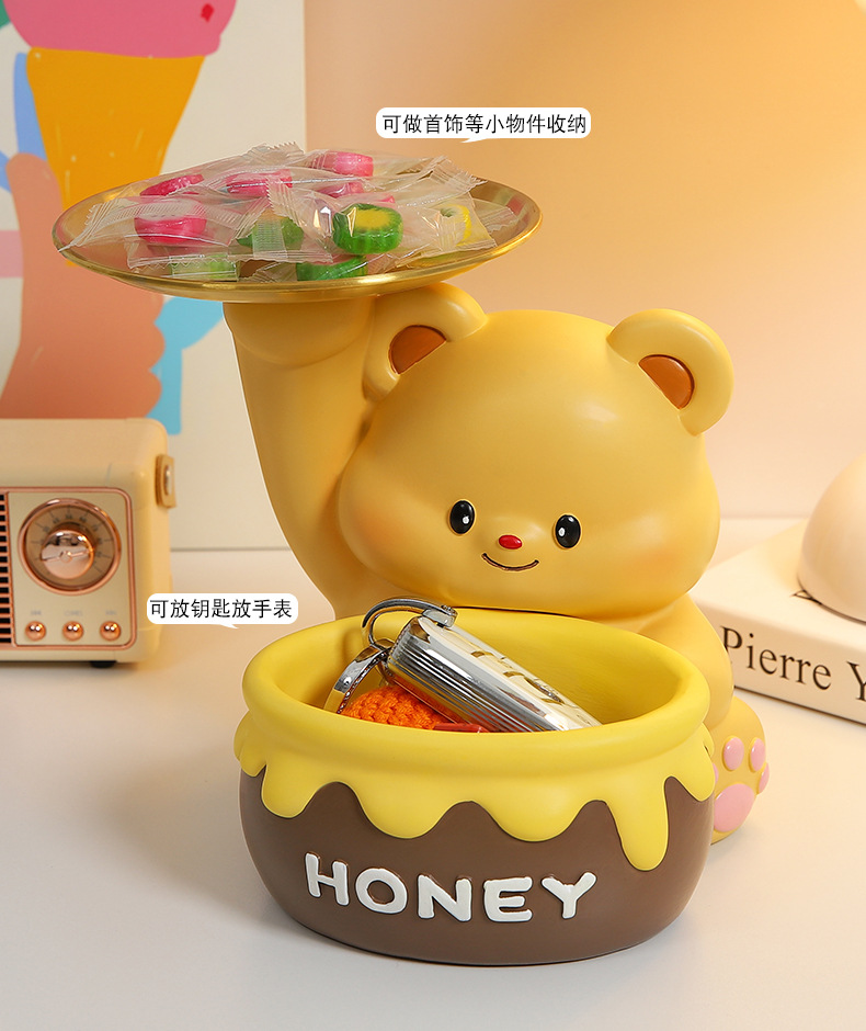 Cute butter bear, entrance door key storage, foyer ornaments, living room home, shoe cabinet, new home decoration pic 4