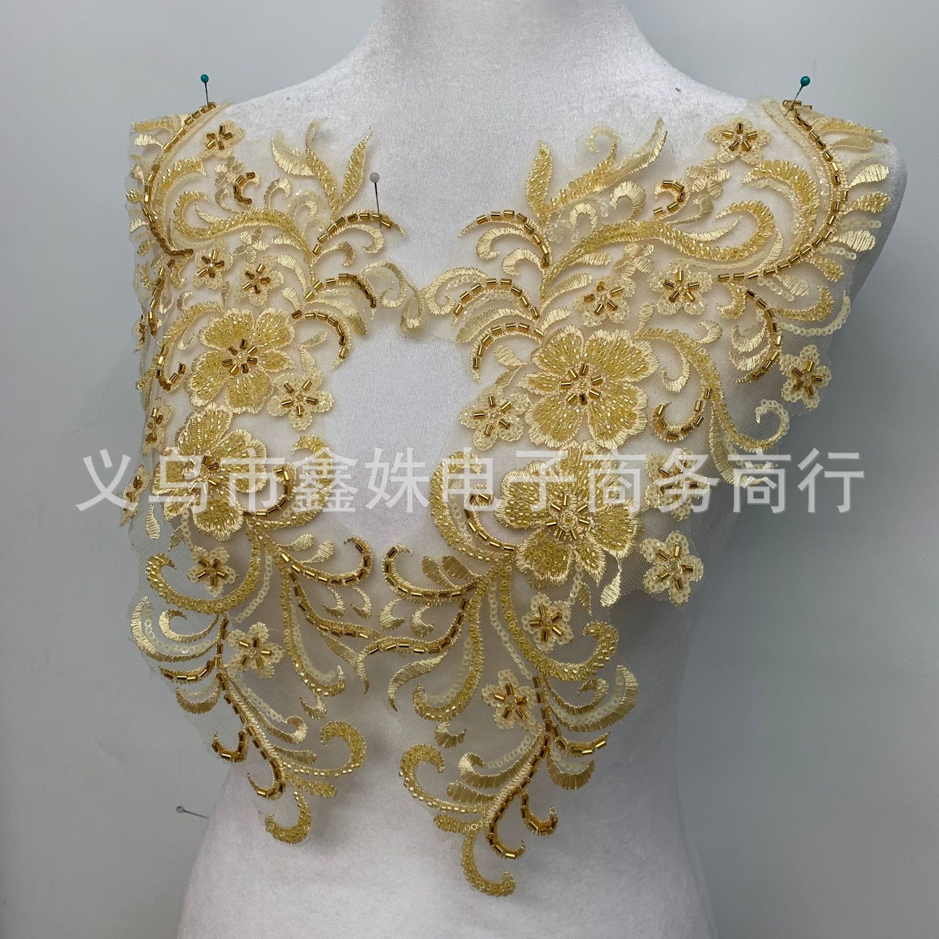Best-selling colored three-dimensional lace embroidered fabric stickers for diy evening gowns and wedding clothing accessories with sequins and decals pic 15