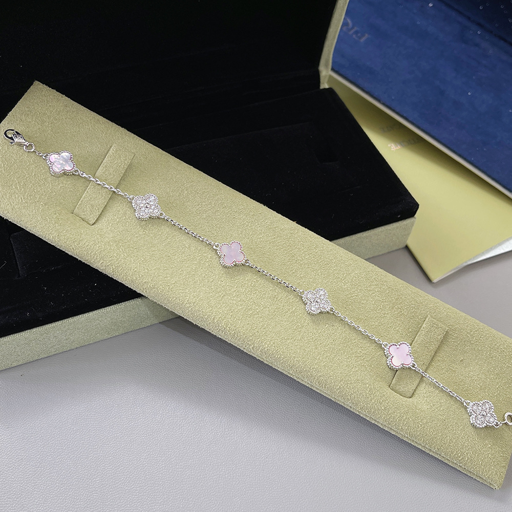 v金高版本厚镀18k金迷你五花六花四叶草手链不掉色高级感红玛瑙详情23