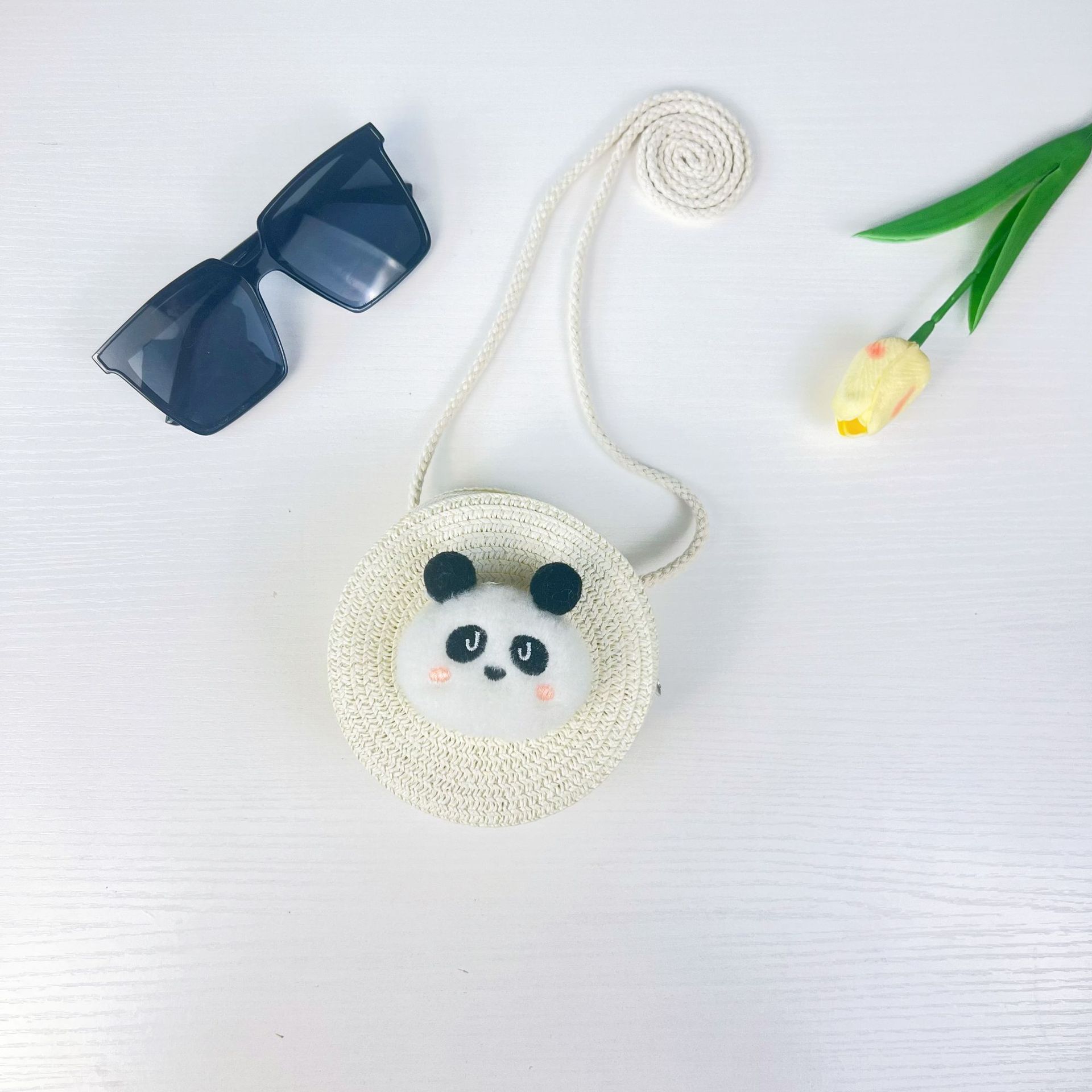 儿童手工编织包包可爱卡通猫草编小包男女童小圆包宝宝零钱包批发详情24