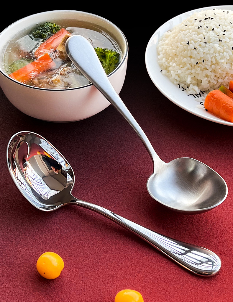 不锈钢勺子304材质大汤勺加深勺头餐厅家用高端勺子不锈钢高颜值详情11