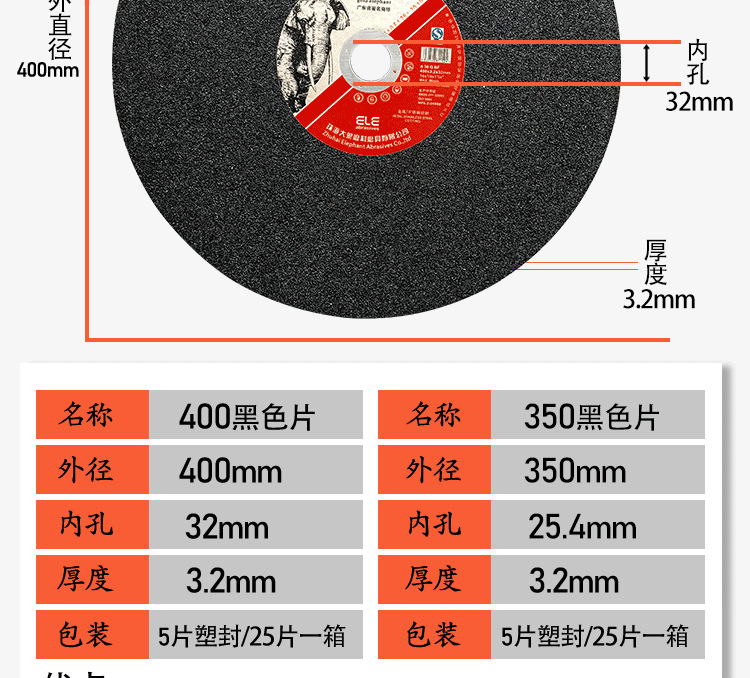 现货批发切割机400金象350切割片 钢材钢板金属切片锯片大砂轮片详情21