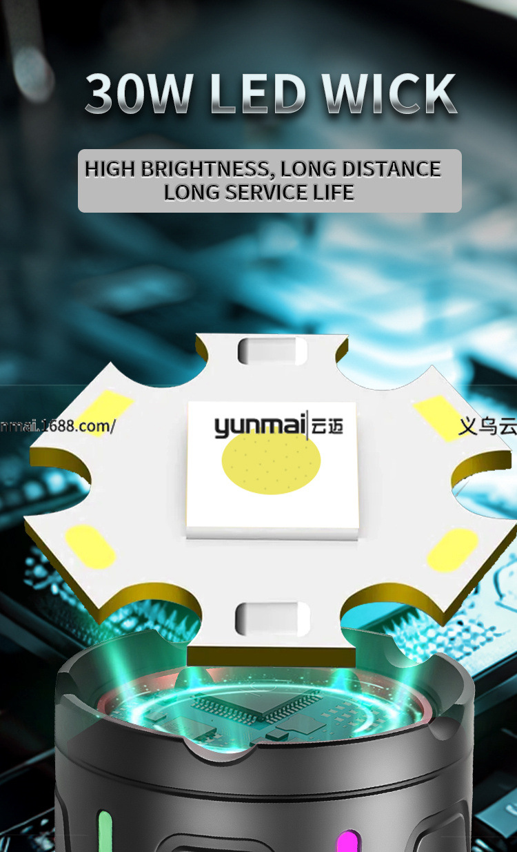 亚马逊新款数显白激光手电筒可透光荧光条带输出强光远射理发器多功能照明工具详情14