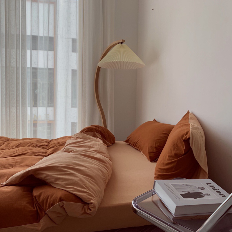 ins Japanese-style solid color all-cotton knitted cotton four-piece set, skin-friendly nude sleeping plain double-layer Indian cotton bed sheet pic 108