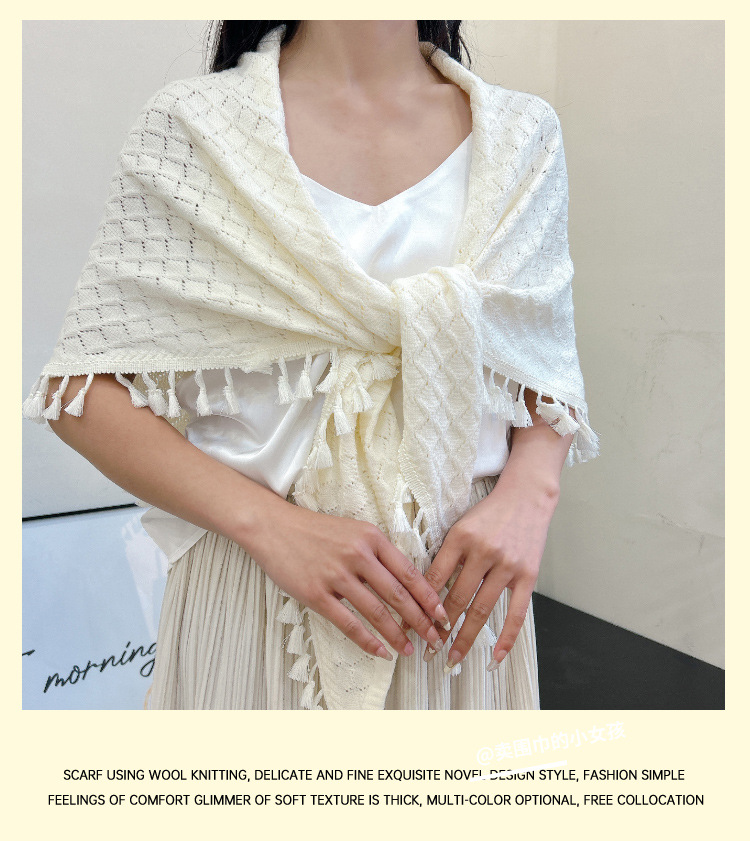 国潮旗袍披肩女外搭百搭中国风春秋新款针织外套搭配长袖三角开衫披肩详情11