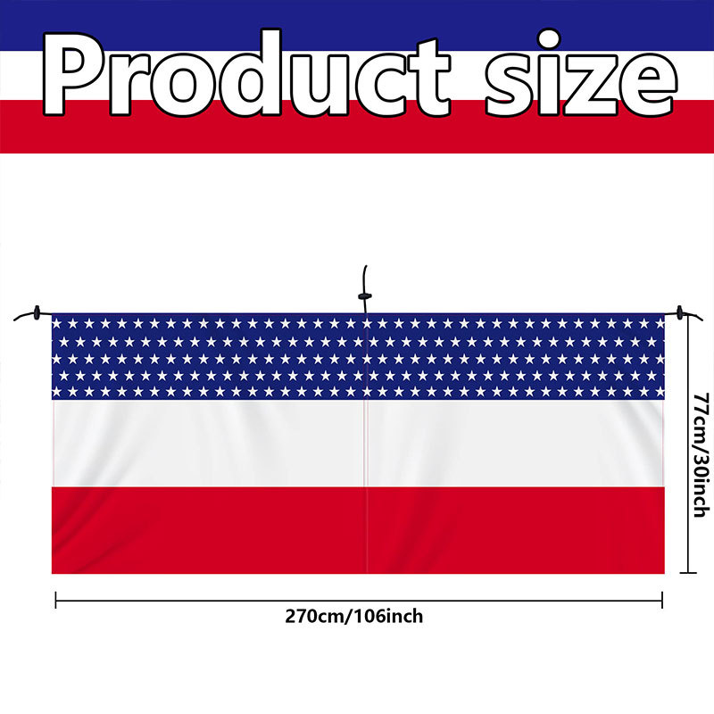 Cross-border Independence Day fan-shaped flag long banner, polyester 77*270cm courtyard guardrail decoration National Day flag wholesale pic 7