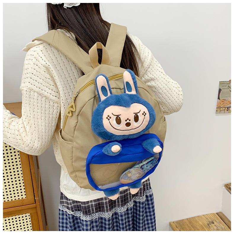 可爱拉布布少女双肩包新款卡通创意玩偶背包萌趣软妹休闲学生书包详情13