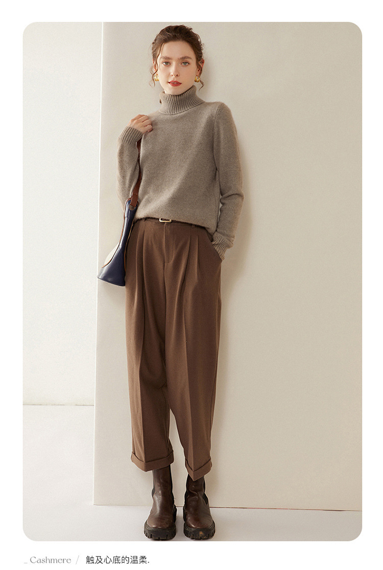 This winter new high-neck thickened cashmere sweater is a simple and versatile solid color for women, with a relaxed and elegant style. It is a knitted base layer pic 19