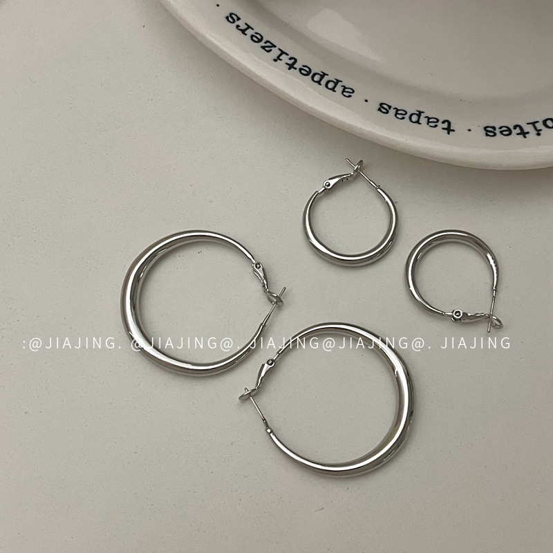 冷淡风素圈耳环复古圆圈耳饰925银针小众高级感气质轻奢风简约女~详情8