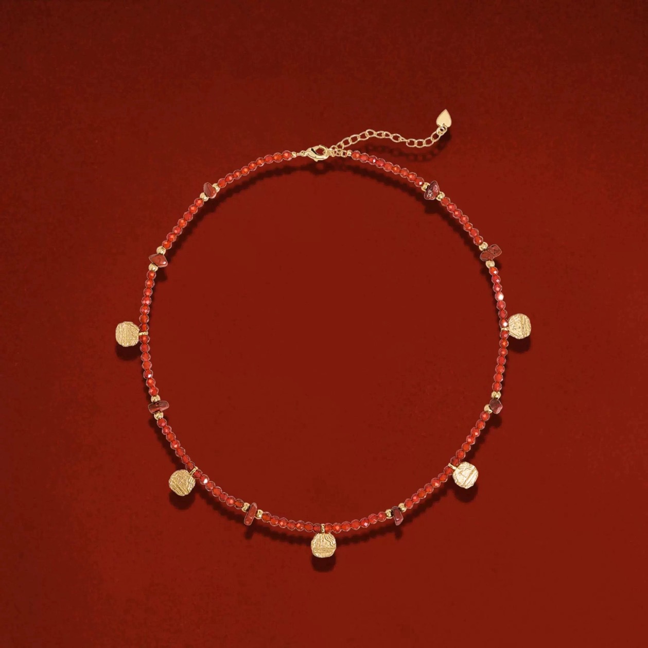 WEN*KISS系列红玛瑙项链过年新中式雕刻纹理本命年款串珠项链手链详情5