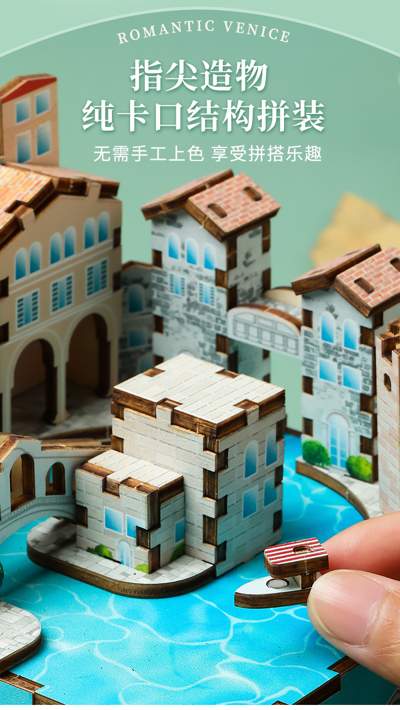 Cross-border new product, national trend and fun wooden music box, DIY handcrafted world-famous architecture, adult toy pic 26