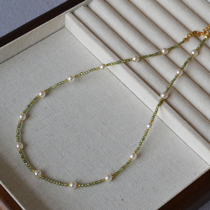 日韩小众设计闪亮彩色锆石满天星珍珠清新甜美高级感项链锁骨链女详情12