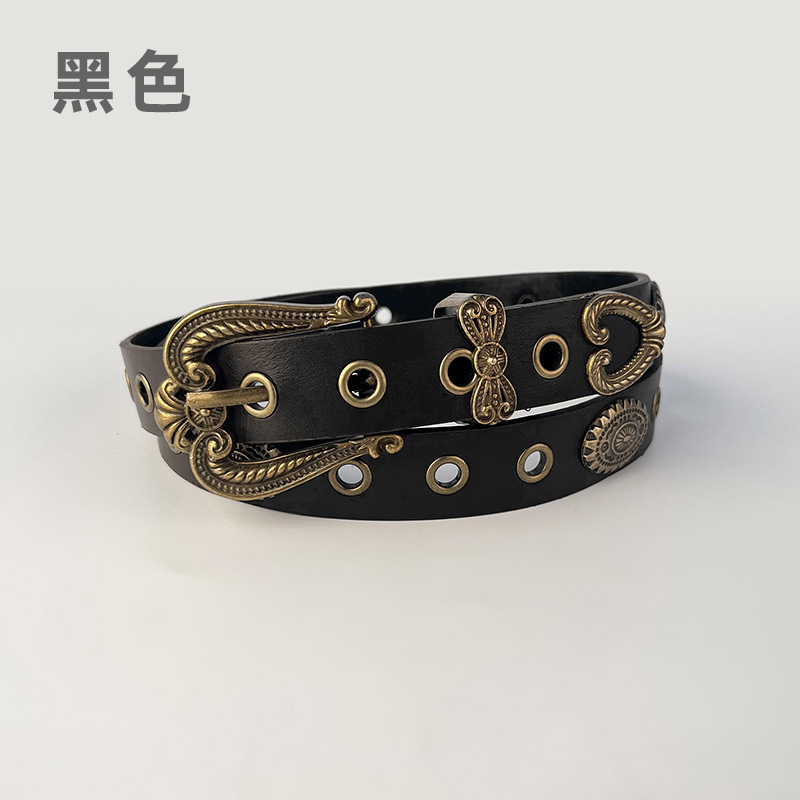 跨境欧美风铆钉复古雕刻镂空针扣女士腰带配休闲裤牛仔裤百搭装饰详情6