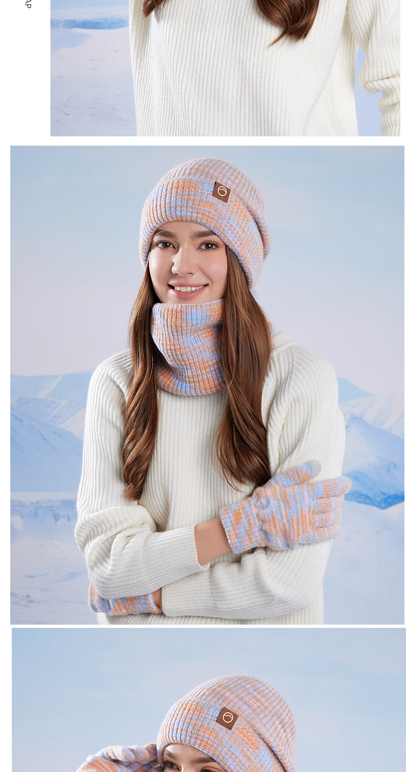 冬季帽子围脖手套三件套加绒保暖针织毛线帽女户外防寒护耳套头帽详情17