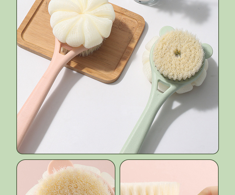 长柄洗澡刷搓背刷高品质沐浴刷双面软毛搓澡神器搓背沐浴球搓澡巾详情10