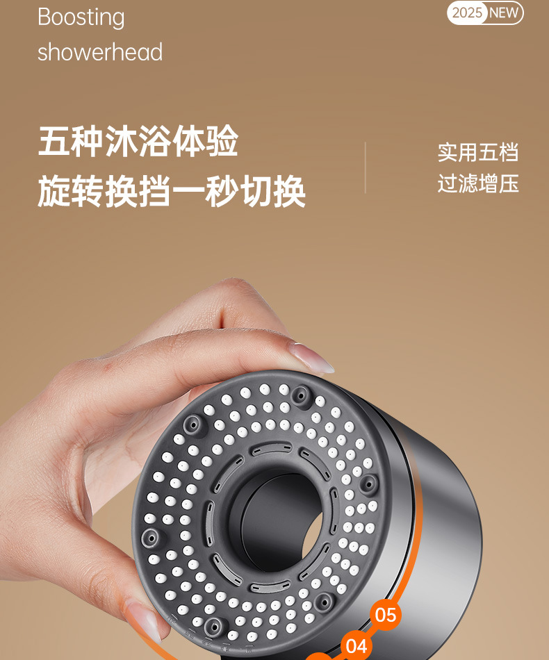 涡轮增压花洒喷头超强淋雨花晒头套装超级加压浴室沐浴过滤莲蓬头详情11