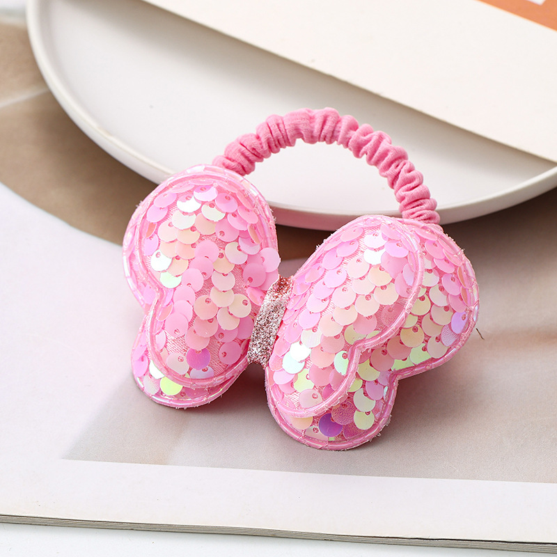 2025新款亮片蝴蝶发绳儿童发圈蝴蝶结扎高马尾头绳女孩橡皮筋头饰详情5