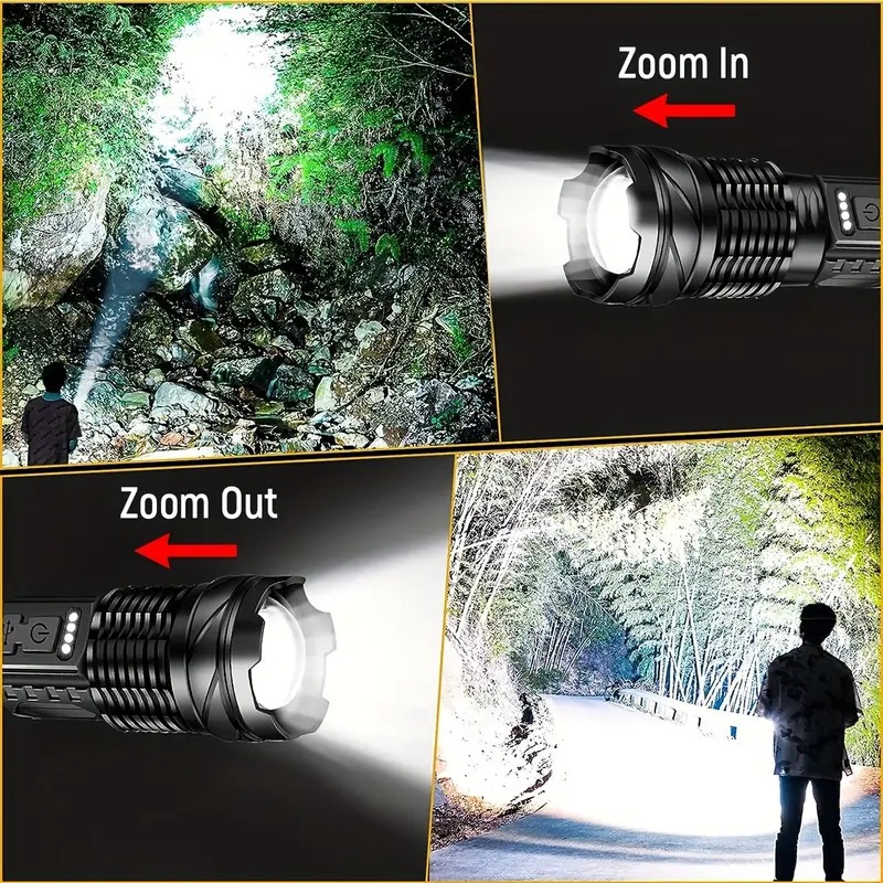 Cross-border multi-functional white laser charging flashlight, outdoor led zoom p50, strong lighting flashlight, portable mini pic 3
