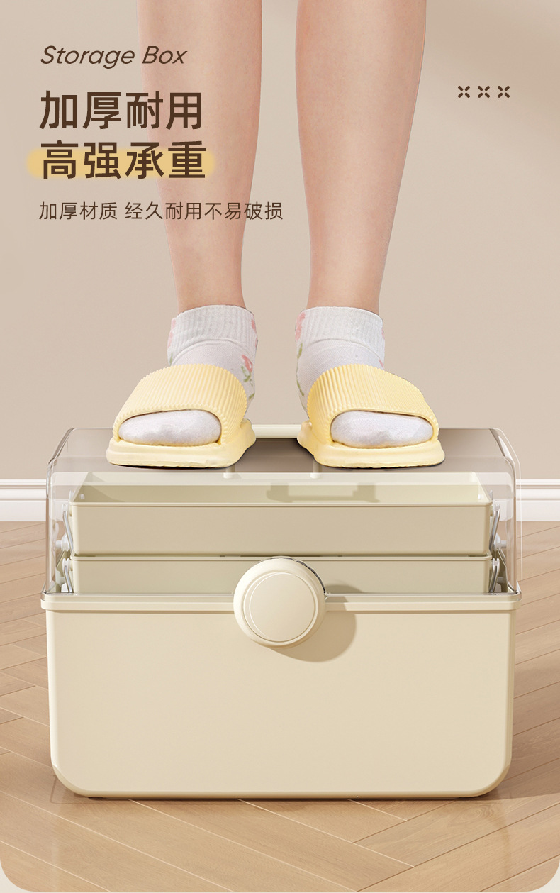 Cosmetics storage box, cross-border folding three-layer transparent visible large-capacity desktop magic tool, compartments and organization box pic 18