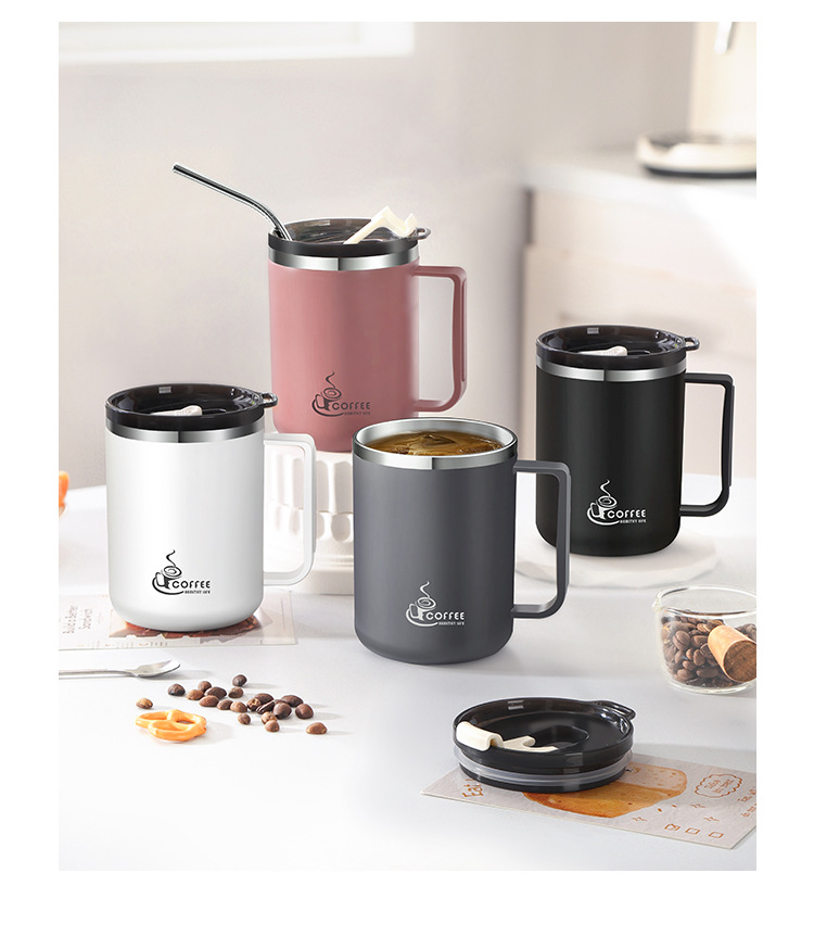 304 stainless steel anti-drop mug with lid, student dormitory milk cup, men's and women's household water cup, office coffee cup pic 20