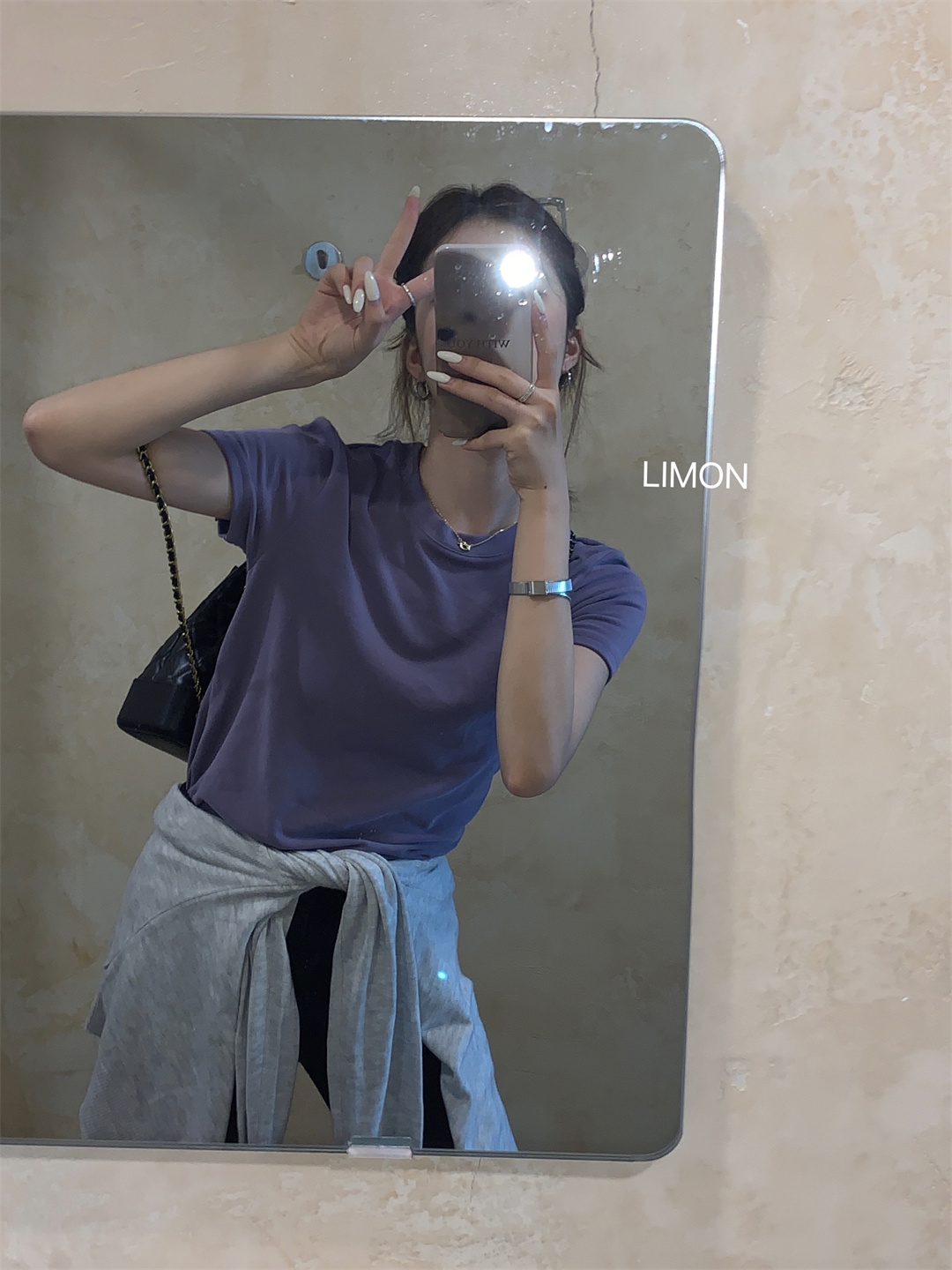 THE LEMON柠檬绿茶正肩磨毛短袖t恤女2024秋季新款百搭上衣打底衫详情65