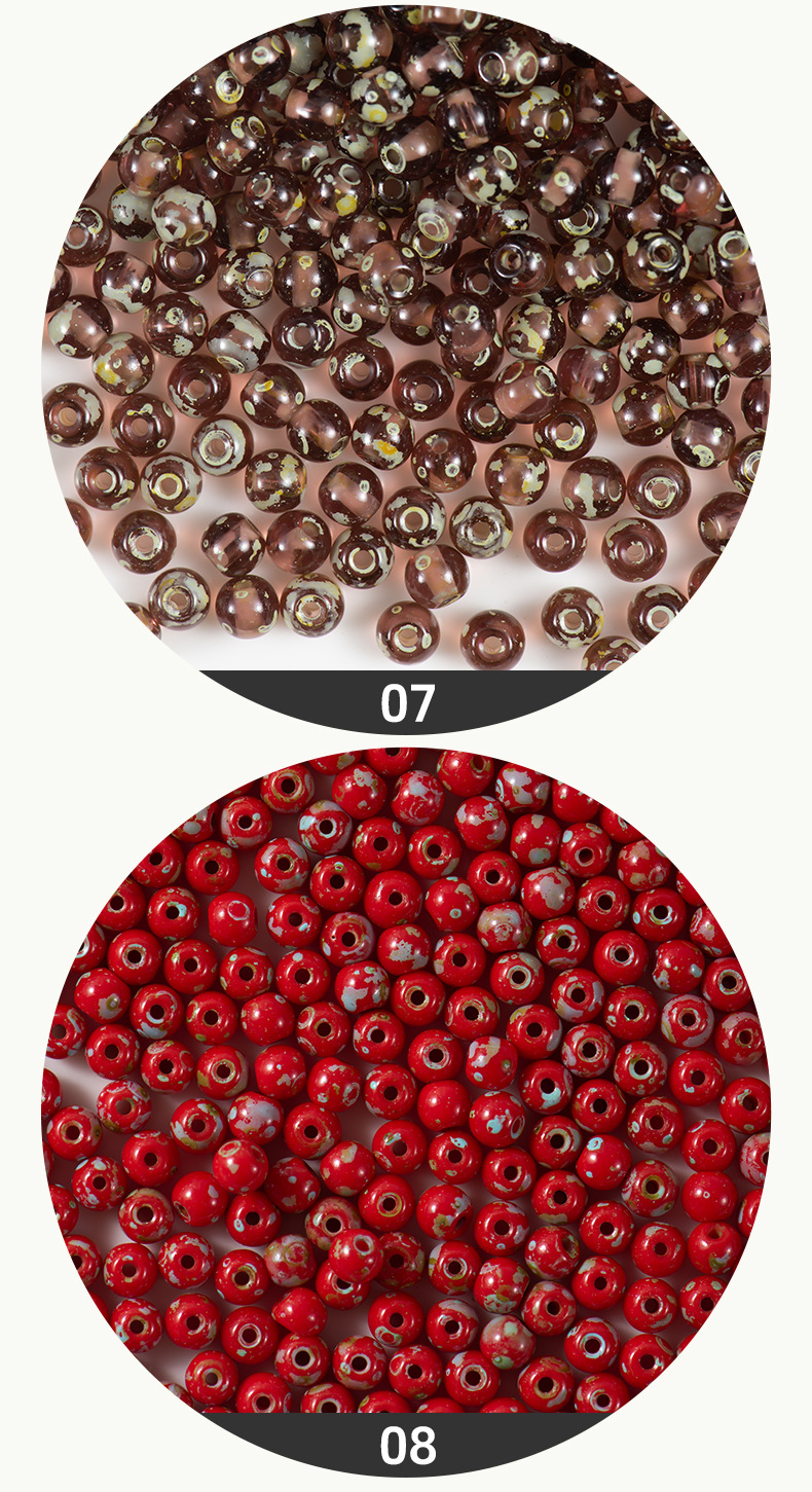 FGB千色玻璃米珠4mm超优毕加索斑驳圆珠diy手工饰品配件散珠混珠详情6