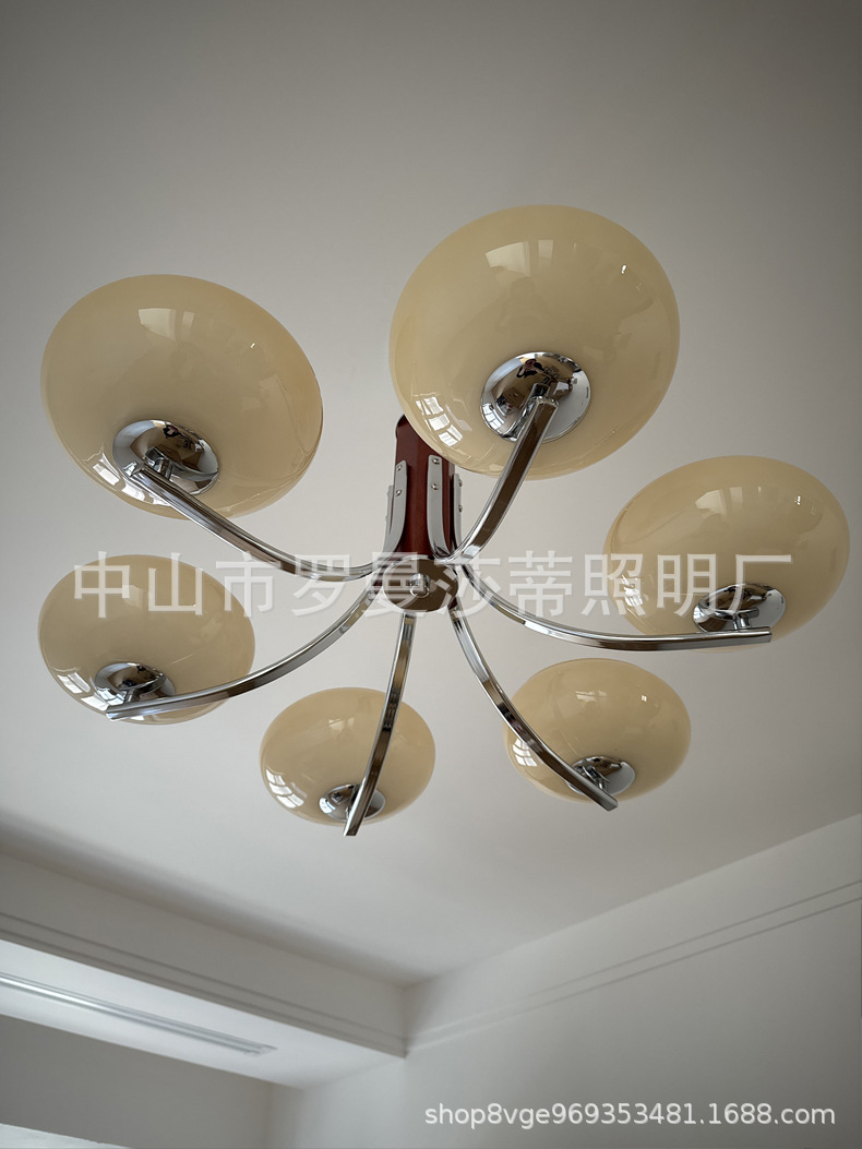 中古北欧实木卧室餐厅吊灯 法式复古原木mcm书房客厅吊灯详情5