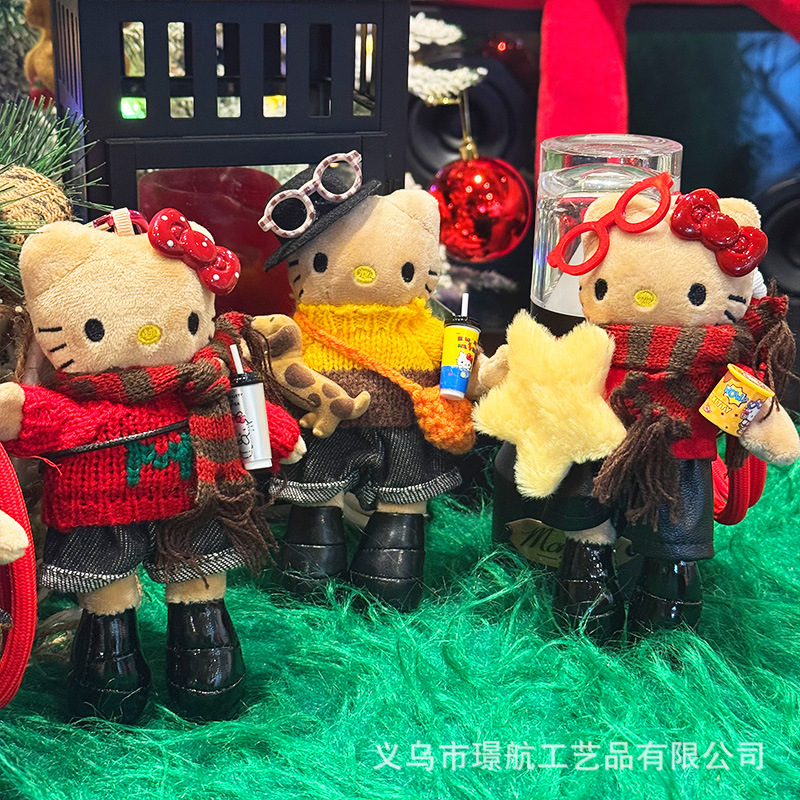 网红新款高级感长腿kt钥匙扣美拉德系超美原创黑皮Kitty包包挂件详情8