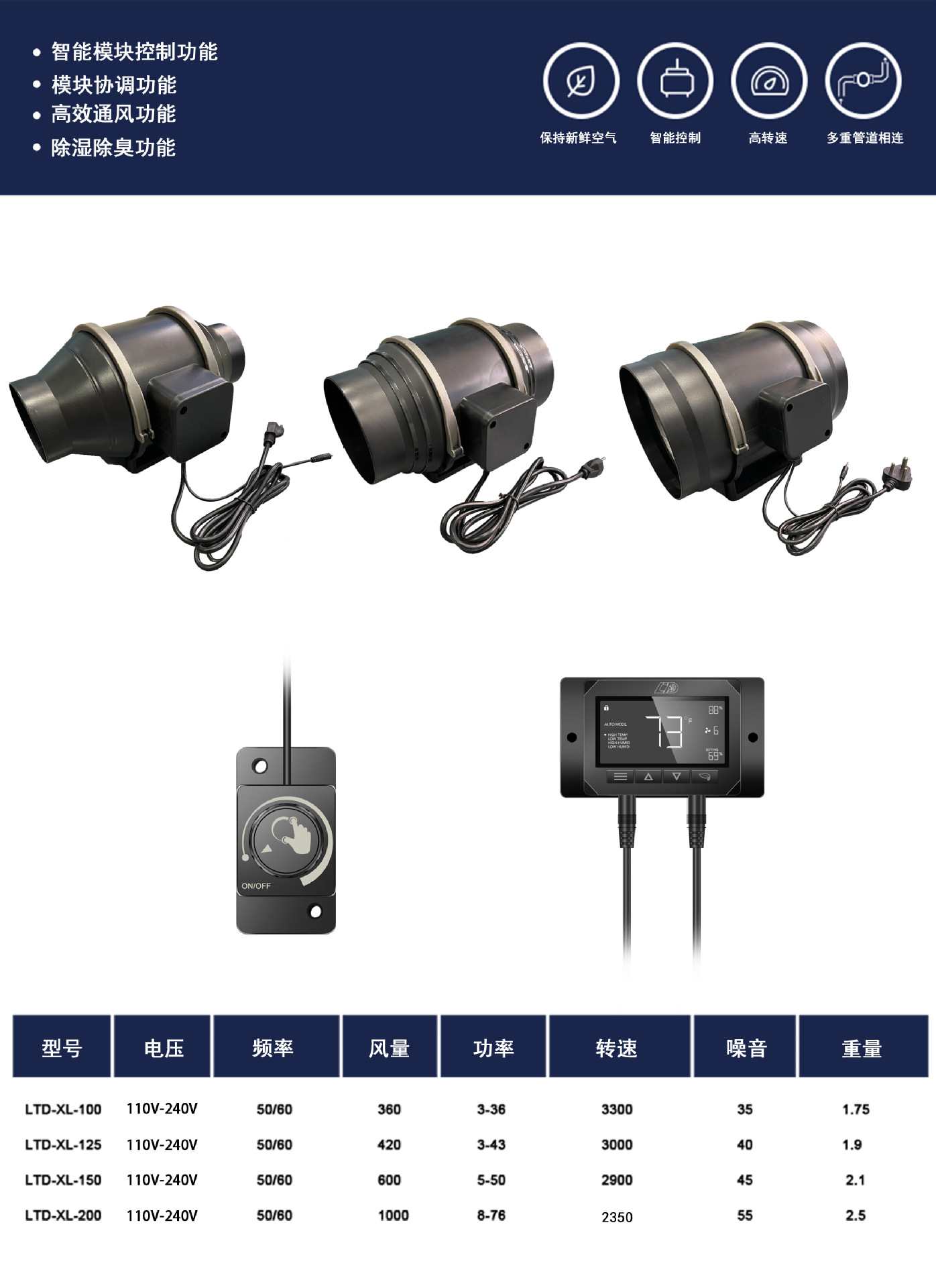 EC智能帐篷种植4寸6寸100mm斜流管道风机卫生间排风换气扇油烟抽详情3